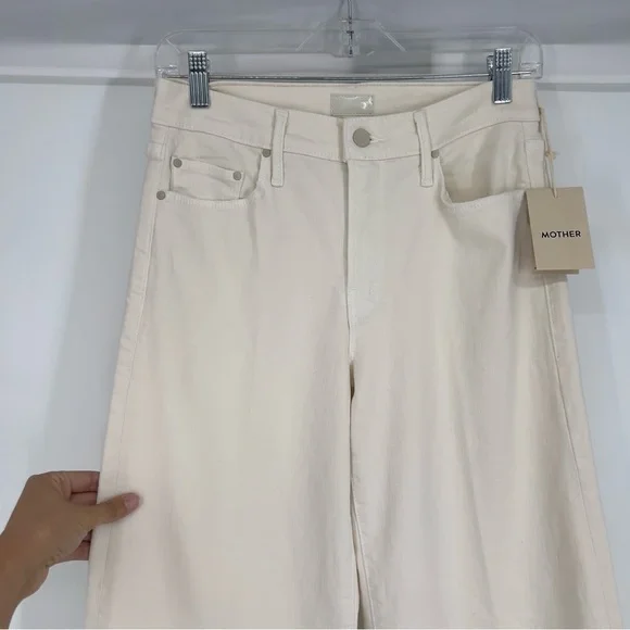 Mother The Twister Skimp Wide Leg Classic Denim Jeans in Cream Puff 28 NWT - Picture 4 of 12